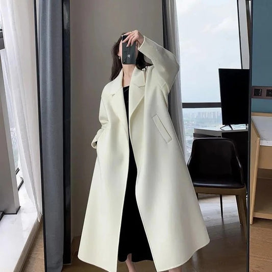 Women's Long Winter Coat  Elegant Full-Length Overcoat